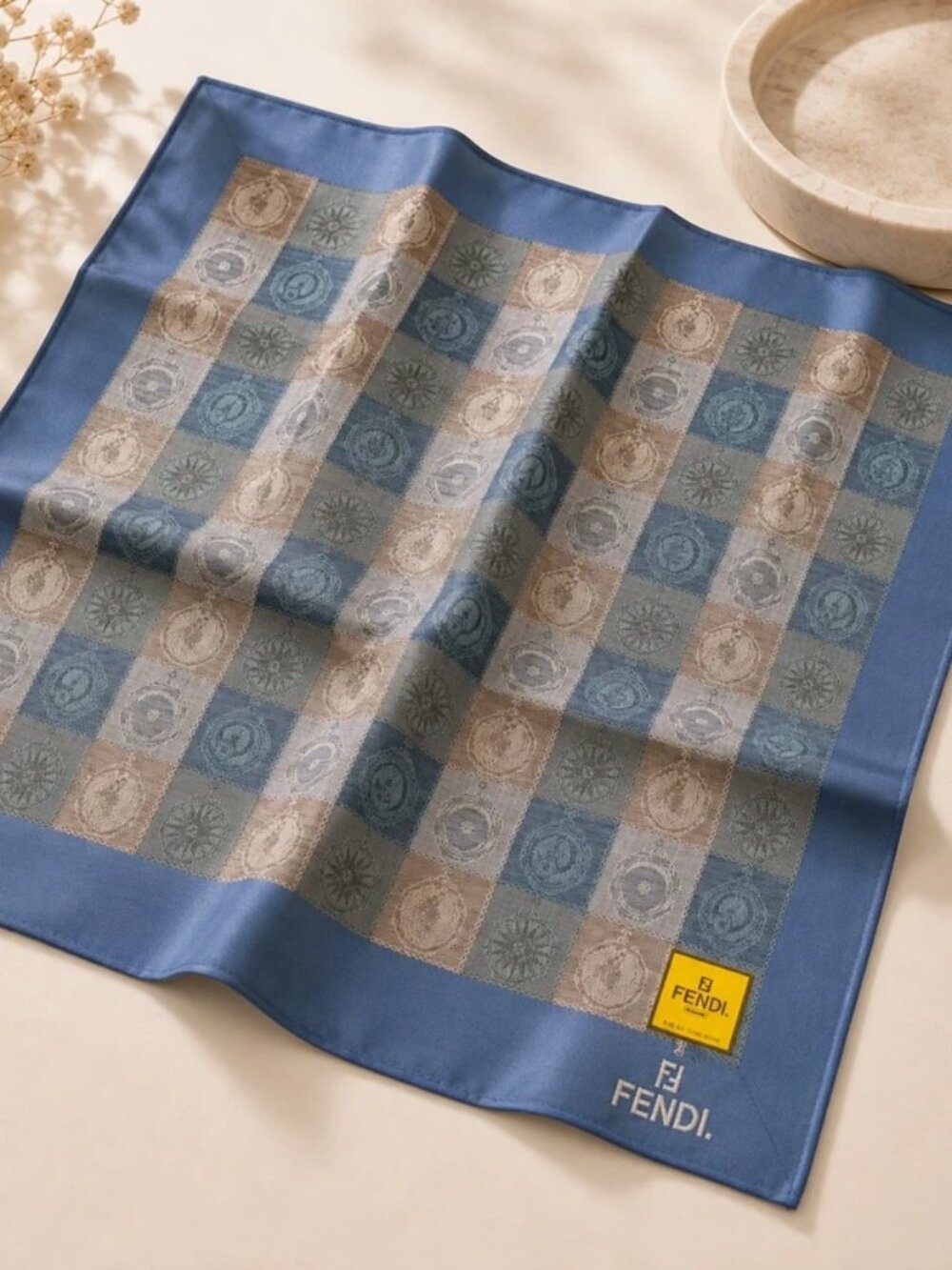 Vintage Fendi Fazzuolo Monogram Cotton Scarf